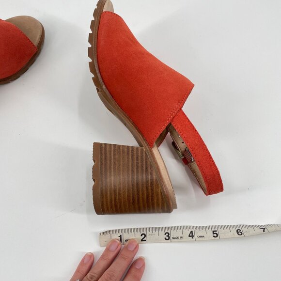Sorel Nadia Slingback Block Heeled Orange Suede Sandals Heels Womens Size 8 - Picture 7 of 7